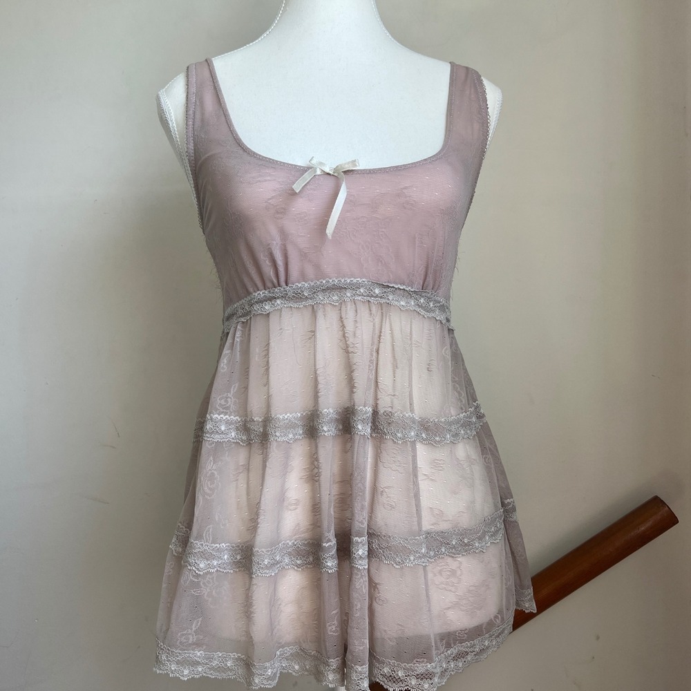 Sophie B Babydoll Camisole Y2K Lace Tiered Ruffle Coquette Fairycore Lingerie